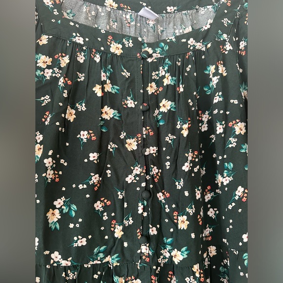 Old Navy Dark Green Floral Long Dress - Picture 3 of 4